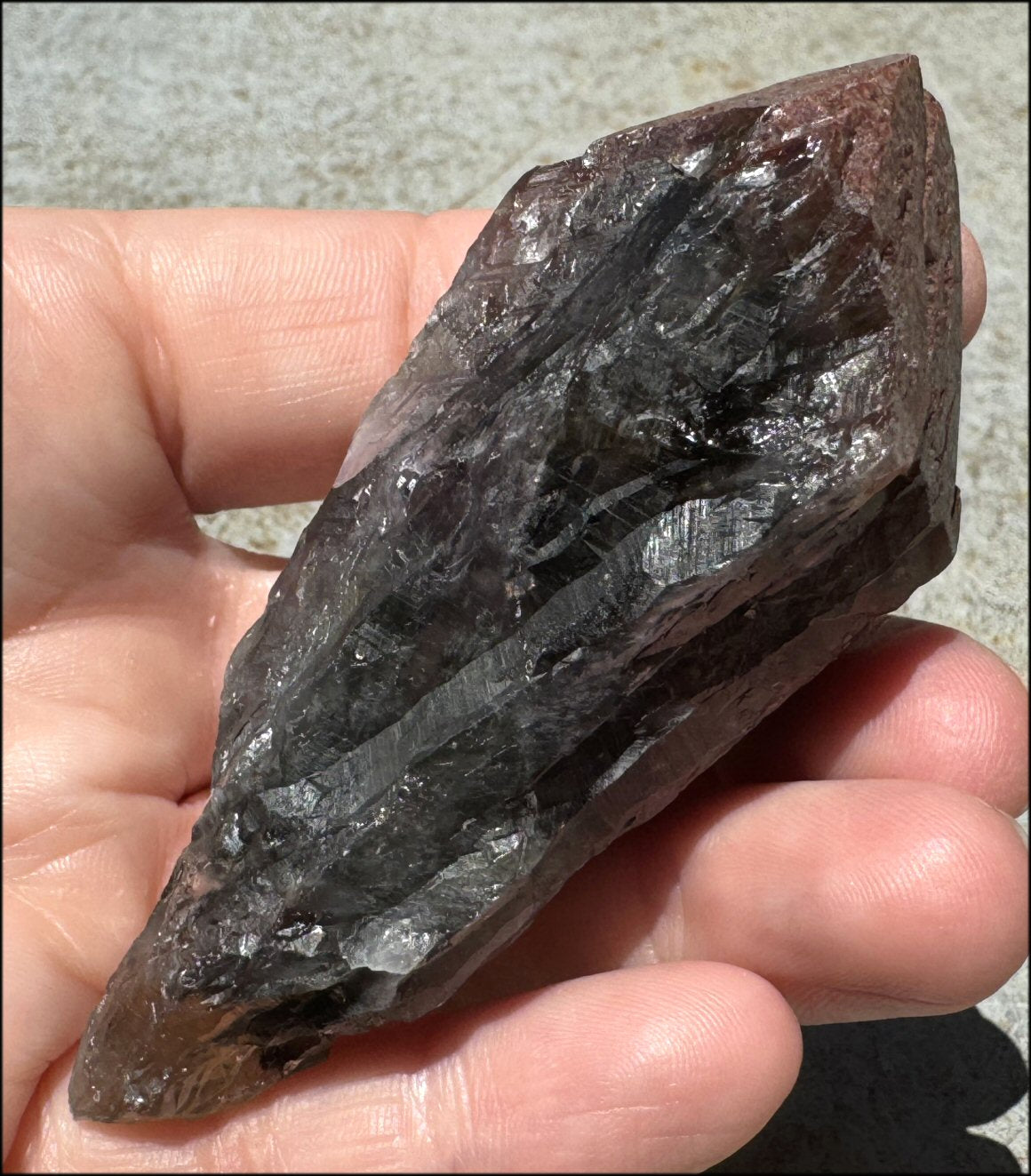 Thunder Bay Amethyst Crystal Shard w/ Vivid Hematite Caps - Clarity, Grounding