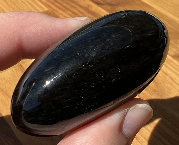 VELVET OBSIDIAN Pocket / Palm Stone with Multi-Colored Shimmer!