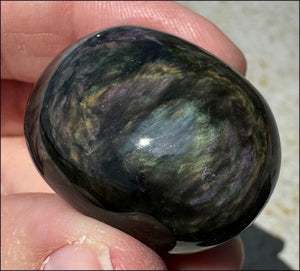 VELVET OBSIDIAN Pocket / Palm Stone with Multi-Colored Shimmer!