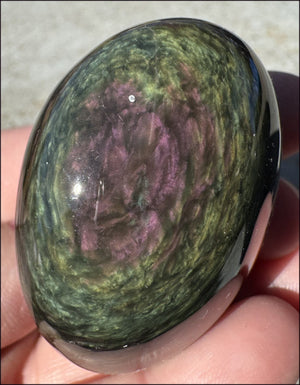 VELVET OBSIDIAN Pocket / Palm Stone with Multi-Colored Shimmer!