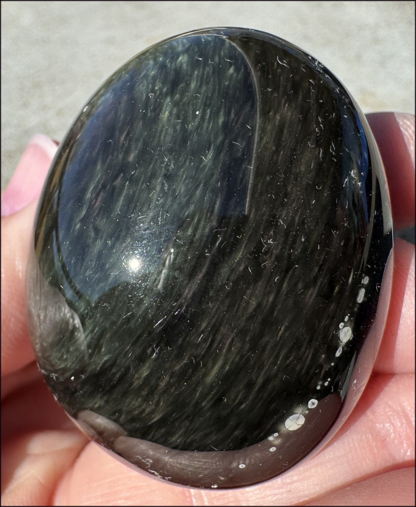 VELVET OBSIDIAN Pocket / Palm Stone with Multi-Colored Shimmer!