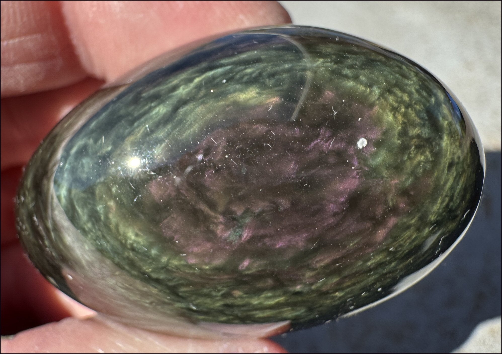 VELVET OBSIDIAN Pocket / Palm Stone with Multi-Colored Shimmer!