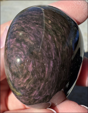 VELVET OBSIDIAN Pocket / Palm Stone with Multi-Colored Shimmer!