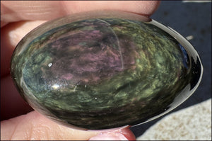 VELVET OBSIDIAN Pocket / Palm Stone with Multi-Colored Shimmer!