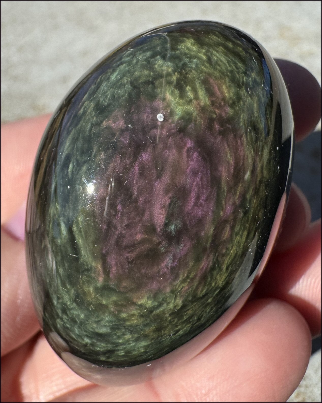 VELVET OBSIDIAN Pocket / Palm Stone with Multi-Colored Shimmer!