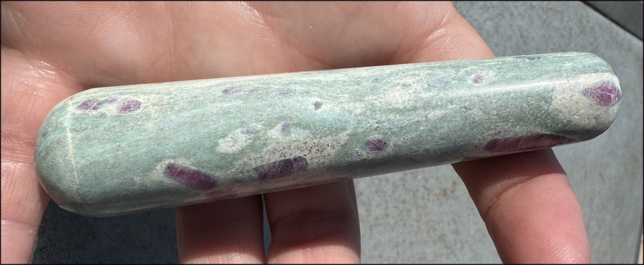 Ruby in Fuchsite Crystal Massage Wand with Blue Kyanite "Halos"