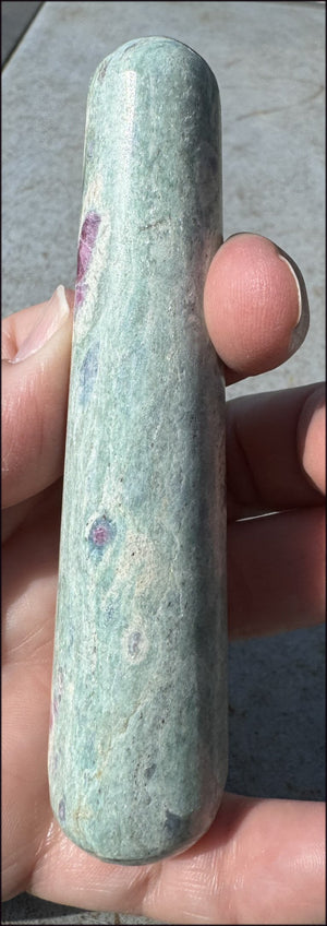 Ruby in Fuchsite Crystal Massage Wand with Blue Kyanite "Halos"