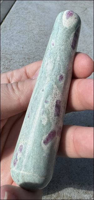 Ruby in Fuchsite Crystal Massage Wand with Blue Kyanite "Halos"