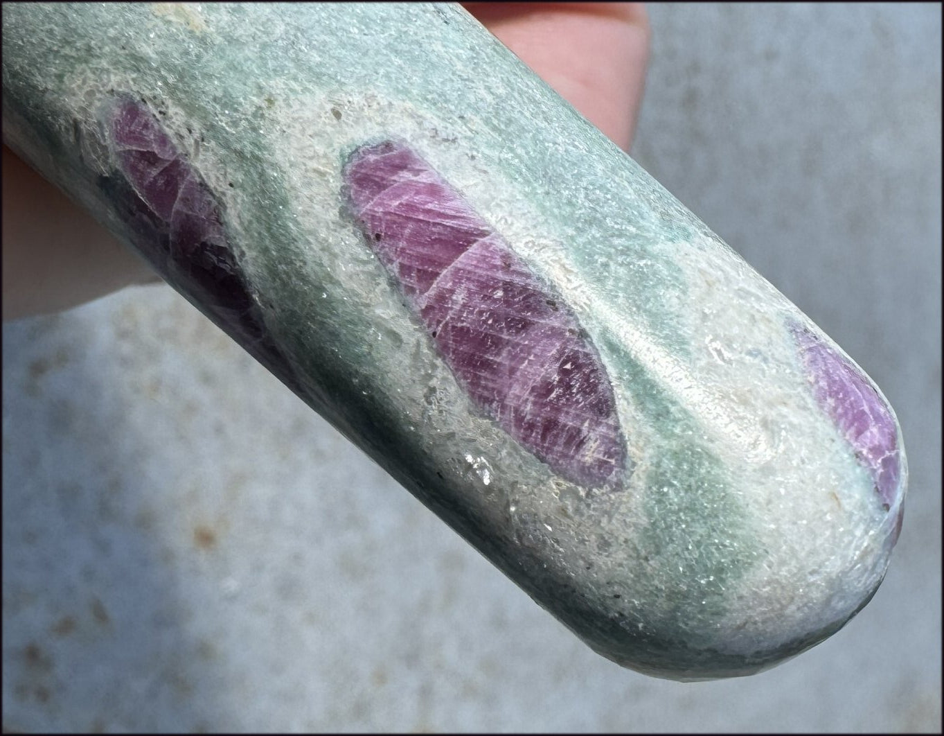 Ruby in Fuchsite Crystal Massage Wand with Blue Kyanite "Halos"