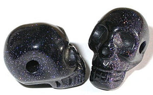 1 Purple Goldstone Crystal Skull BEAD - 2mm Hole ~Only a few left~