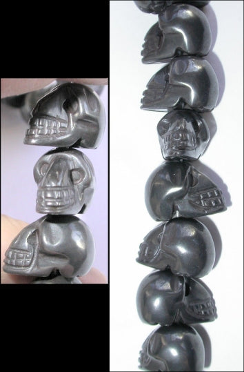 1 HEMATITE Crystal Skull Bead, Vertical Drill - Grounding, Divine Light!