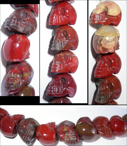 1 RED JASPER Crystal Skull Bead, Vertical Drill - Stone of Counselors and Healers!