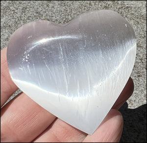 White Satin Spar SELENITE Crystal Heart - Clarity, Remove energy blocks