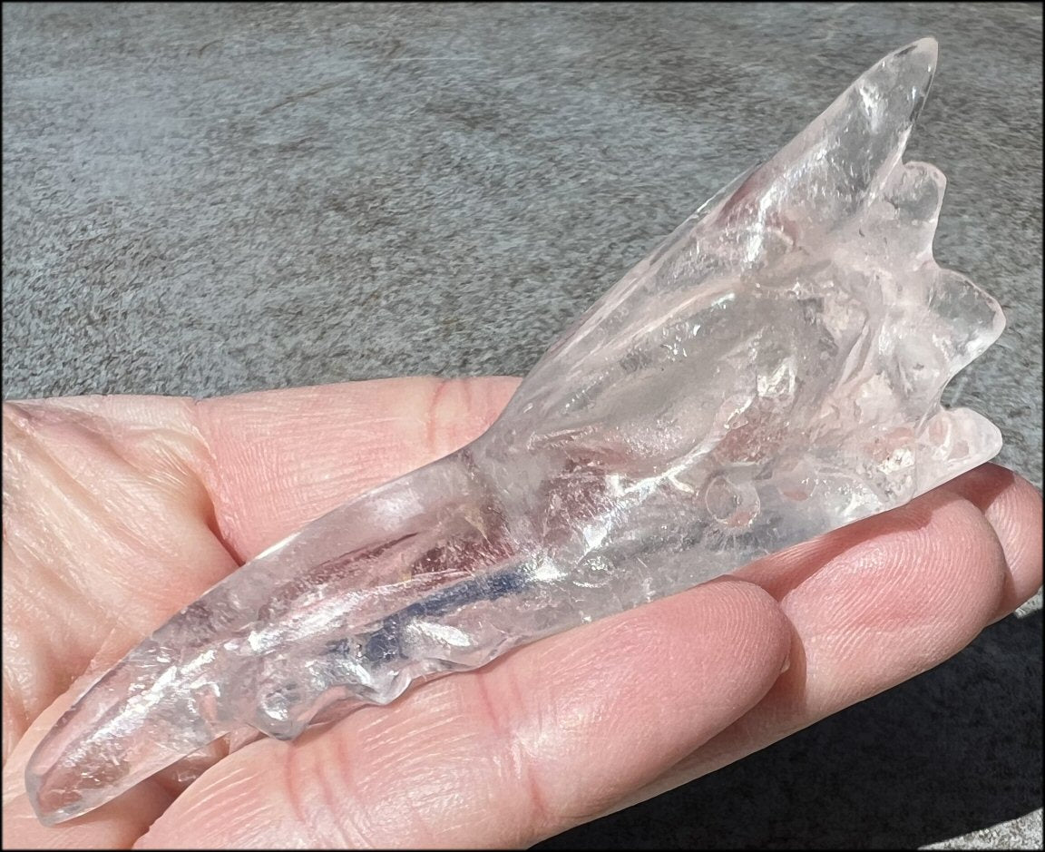 Quartz PHOENIX Crystal Skull with Lovely Clear areas, Interesting inclusions